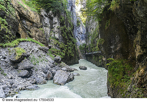 Aare river flowing through gorge at Meiringen  Bernese Oberland  Switzerland