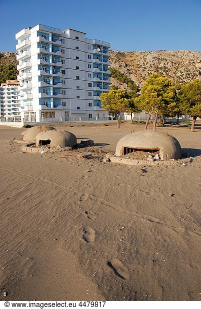 Abandoned bunkers on the beach  Albania