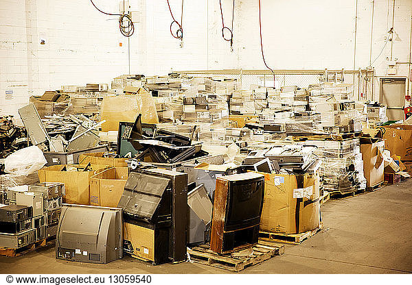 Abandoned electronic equipments in recycling plant