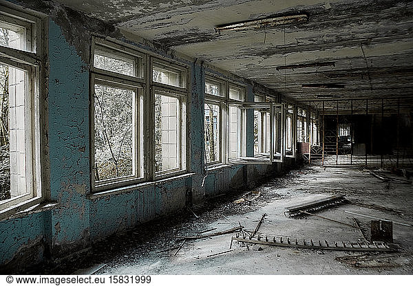 abandoned school number 13 in the city of Pripyat  Chernobyl  Ukraine