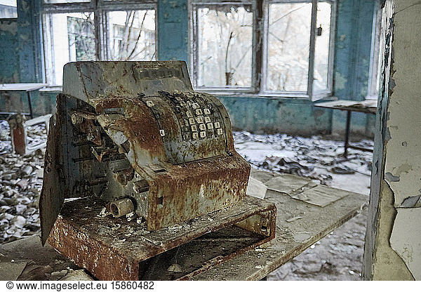 abandoned school number 13 in the city of Pripyat  Chernobyl  Ukraine