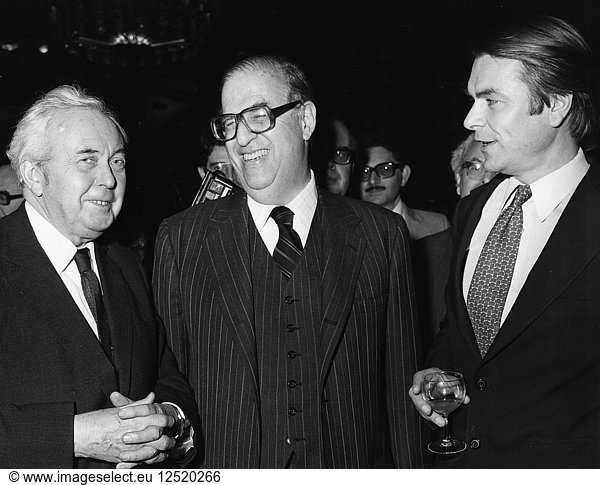 Abba Eban  israelischer Außenminister  Harlod Wilson  ehemaliger Premierminister  David Owen  Außenminister  1979. Künstler: Unbekannt