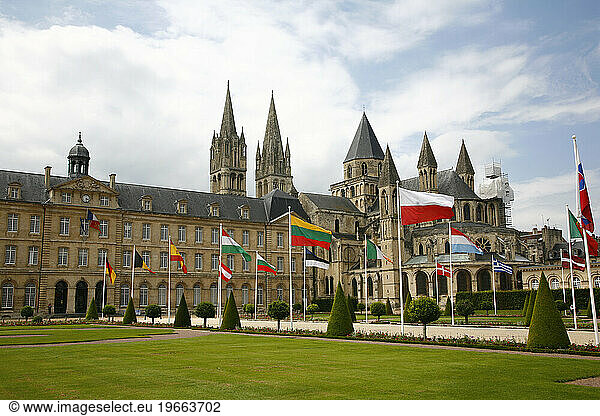 Abbey aux Hommes and the Saint Etinne church  Caen  Normandy  France.