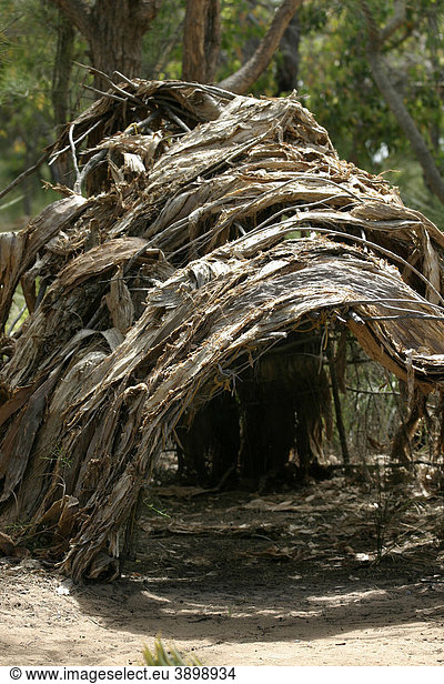 Aborigine-Hütte aus Baumrinde  Südwest von Australien