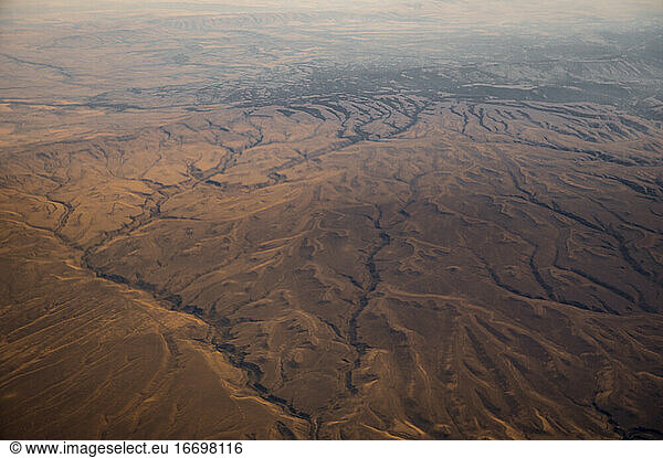 Above a bizarre landscape shot from a plane