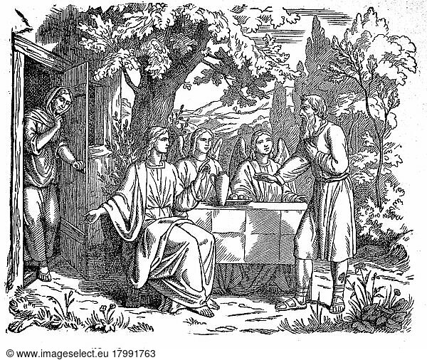 Abraham's Hospitality and Intercession  Biblical Scene  Historical  Digital Reproduction of an Original 19th century Artwork