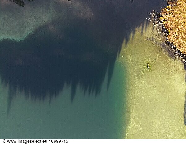 Abstract aerial high megapixel photograph of an Alp lake