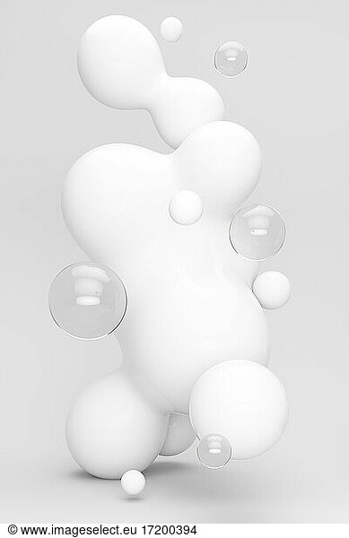 Abstract of liquid floating against white background