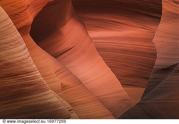 Abstrakte Details einer orangefarbenen Slot-Canyon-Wand  Antelope Canyon X  Page  Arizona  USA