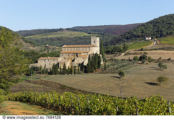 Abtei SantÆAntimo,  Castelnuovo del Abate,  Montalcino,  Region Toskana,  Provinz Siena,  Italien,  Europa