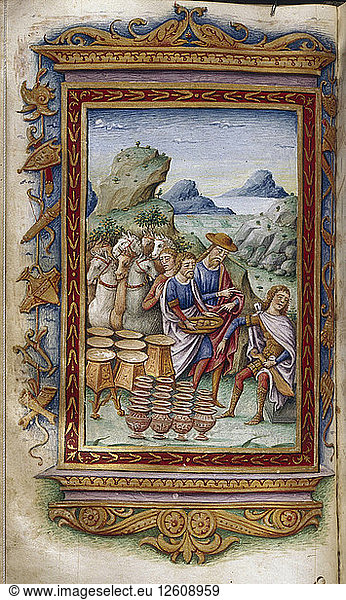 Achilles verweigert Geschenke (Illustration zu den Heroiden von Ovid)  1485-1499. Künstler: Majorana  Cristoforo (tätig ca. 1480-1494)