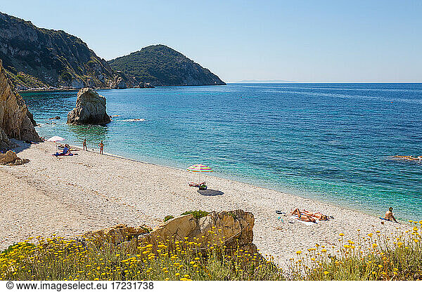 Acquaviva beach and coastline near Portoferraio on the Isle of Elba