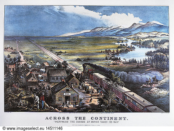 Across the Continent  Westward the Course Takes its Way  Lithograph  Currier & Ives  1868
