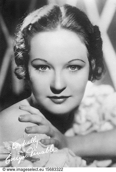 Actress Evelyn Venable  Head and Shoulders Publicity Portrait  Paramount Pictures  1930's
