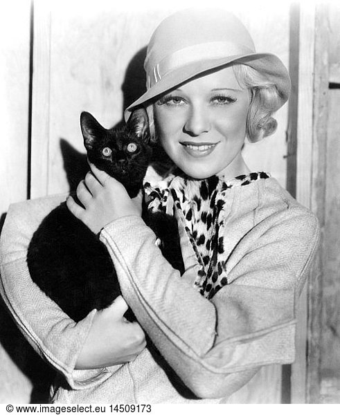 Actress Glenda Farrell  Portrait with Cat  mid-1930's