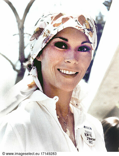 Actress Kate Jackson  Head and Shoulders wearing Headscarf  late 1980's