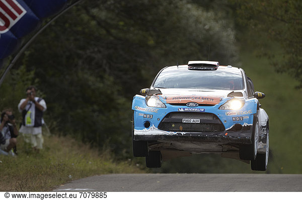 ADAC Rallye Deutschland  Wertungspr¸fung auf der Panzerplatte auf dem Truppen¸bungsplatz Baumholder  Mads Östberg  NOR  und Beifahrer  Jonas Andersson  SWE  auf Ford  Baumholder  Rheinland-Pfalz  Deutschland  Europa