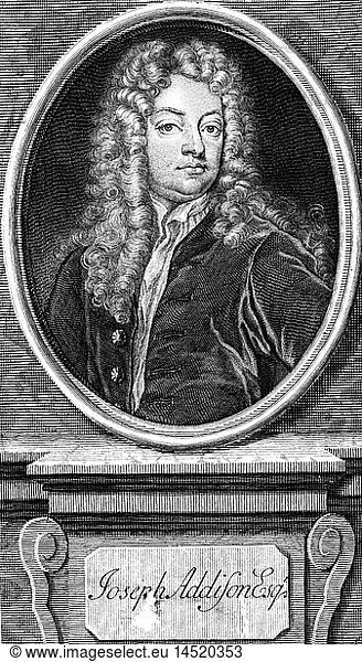 Addison  Joseph  1.5.1672 - 17.6.1719  British author / writer and politician  portrait  steel engraving by Friedrich Wilhelm Bollinger  18th century