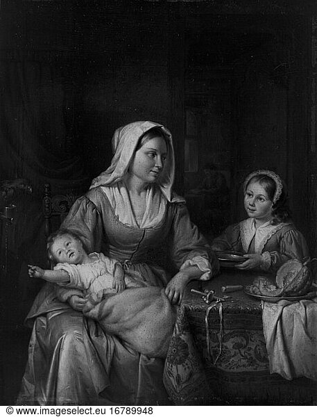 Adriaan de Lelie,  1755–1820. Mother and Two Children with Still Life,  1810. Oil on panel.
Inv. No. 1984.18, 
Chicago,  Art Institute.