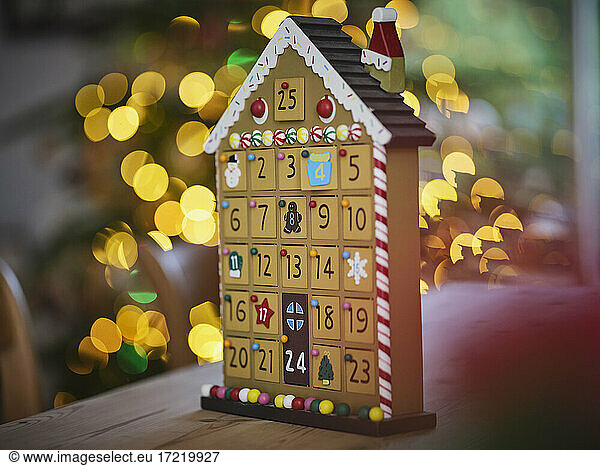 Advent calender on table at home