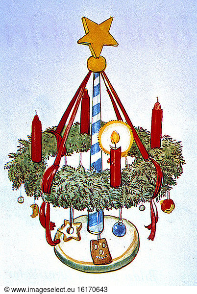 Advent Wreath / Watercolour / 1930