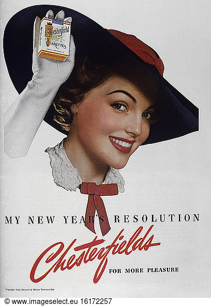 Advert for Chesterfield Cigarettes / 1939