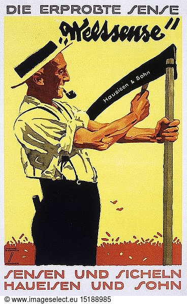 advertising  advertising poster for the 'Weltsense' by Haueisen & Sohn  design: Ludwig Hohlwein (1874 - 1949)  circa 1920