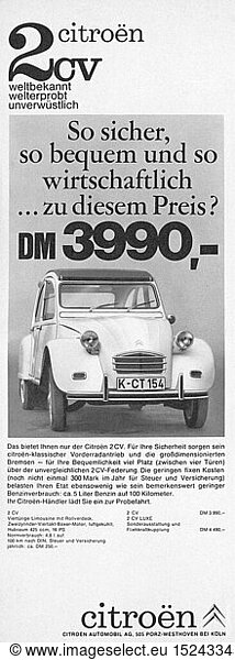 advertising  automobiles  Citroen  2CV  advertisement  from: 'Neue Illustrierte'  number 7  Hamburg  13.2.1966