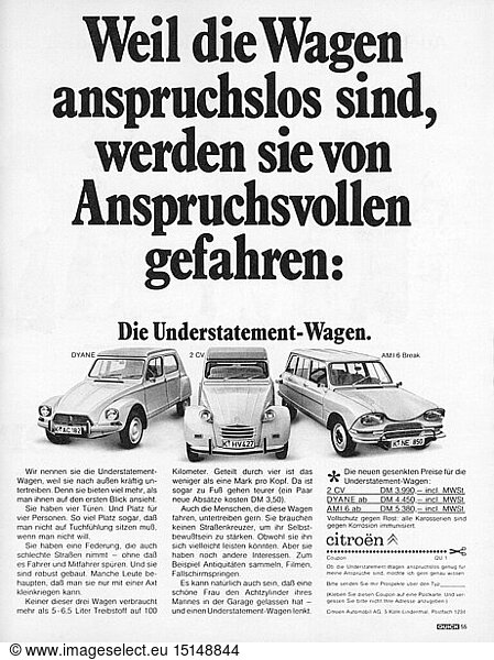 advertising  automobiles  Citroen  Dyane  2CV  AMI 6 Break  advertisement  from: 'Quick'  number 7  volume 22  Munich  12.2.1969