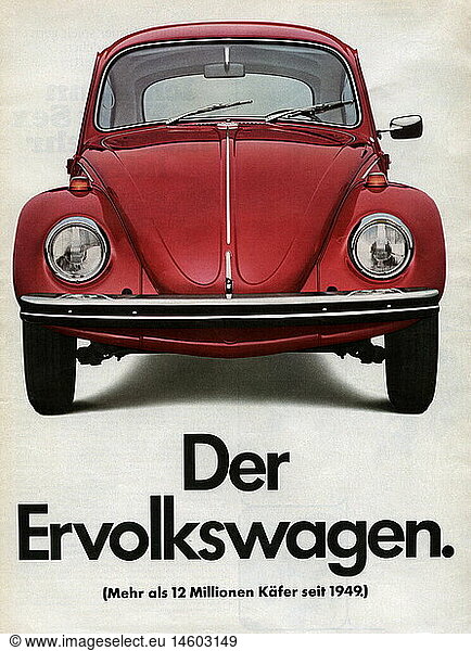 advertising  automobiles  Volkswagen Beetle  advert in the magazine 'Gong'  No. 3  Germany  23.1.1970