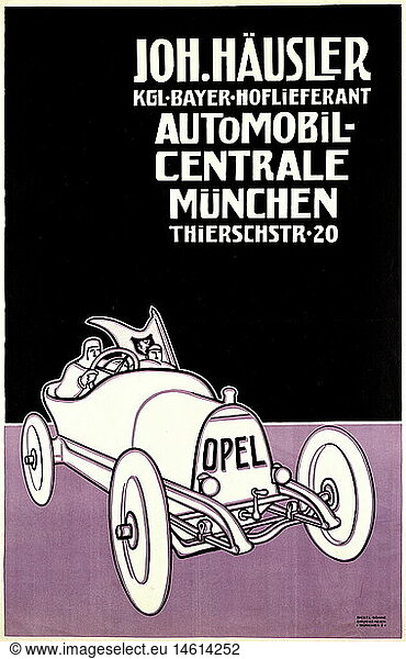 advertising  car  Johann HÃ¤usler Automobil - Centrale  Munich  circa 1910