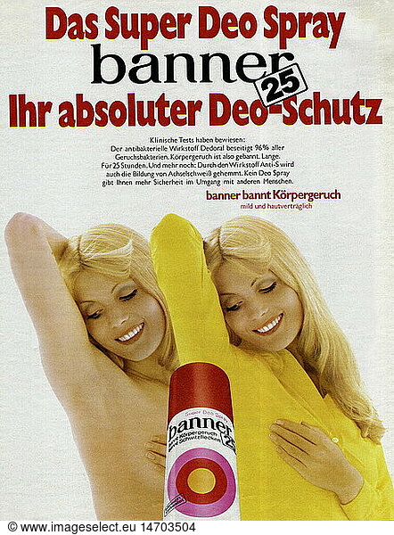 advertising  cosmetics  Deo Spray banner25  advertisement  1970s