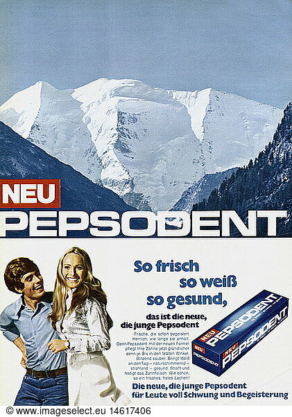 advertising  cosmetics  Pepsodent dental hygiene chewing gum  advertisement  1970s