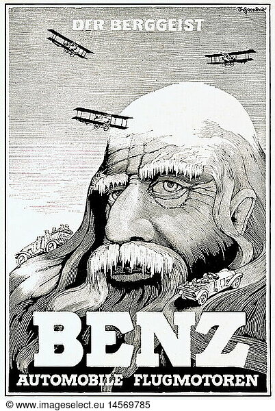 advertising  engines  Benz automobiles and aircraft engines  poster  Germany  1910/1915  private collection