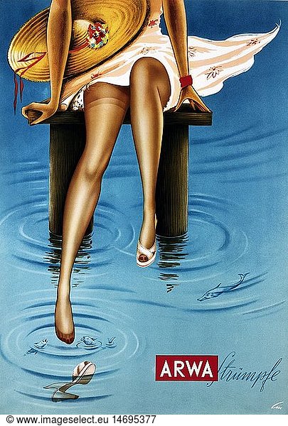 advertising  fashion  wear  stockings  ARWA  poster  1950s