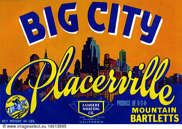 advertising  food  Big City Placerville  Mountain Bartletts  1920s
