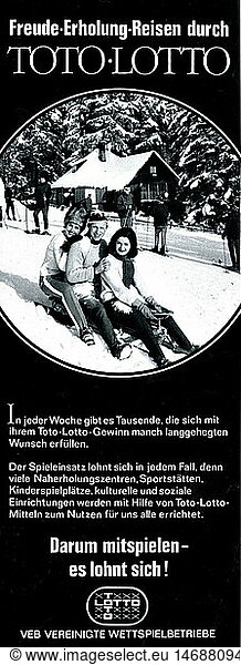 advertising  games  game of chance  Toto-Lotto  organizer: VEB Vereinigte Wettspielbetriebe  advertisement  1977