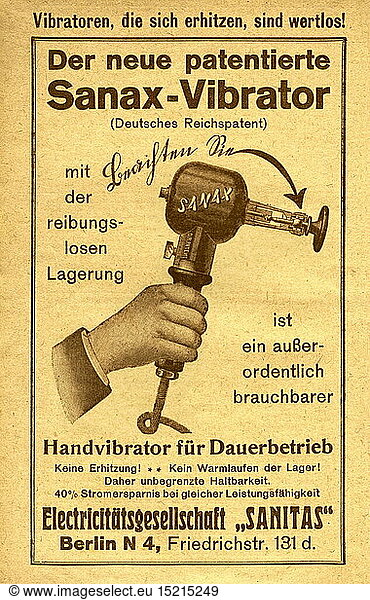 advertising  household  Sanax vibrator  hand vibrator  Berlin  Germany  1920