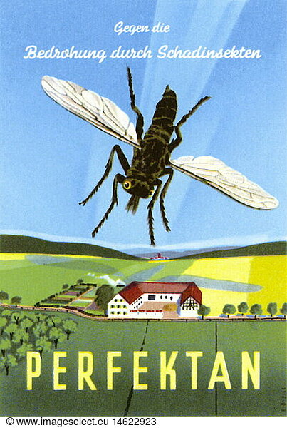advertising  insecticide  Pefektan  against the threat by insect pests  advertising postcard  Germany  circa 1936