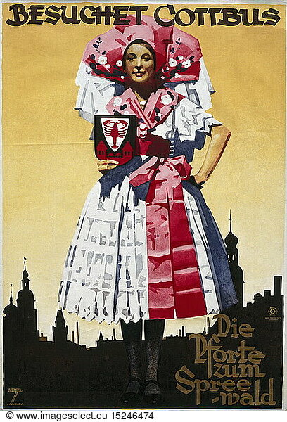 advertising  Ludwig Hohlwein (1874 - 1949)  advertising poster for Cottbus  print: Hermann Sonntag & Co.  Munich  1934