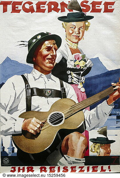 advertising  Ludwig Hohlwein (1874 - 1949)  advertising poster for Tegernsee  print: Hermann Sonntag & Co.  Munich  circa 1930