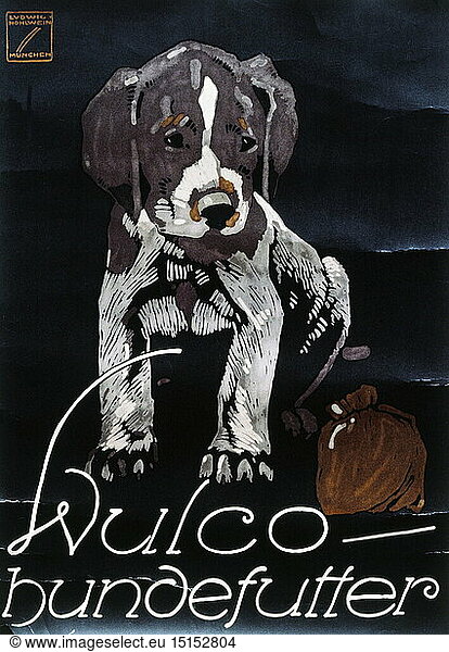 advertising  Ludwig Hohlwein (1874 - 1949)  advertising poster for Wulco dog food  1926