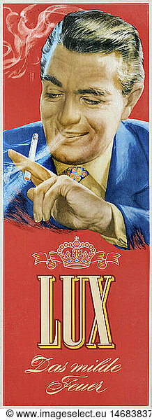 advertising  lux cigarette  advertising slogan  'Lux - Das milde Feuer'  cigarette ad  Germany  1955