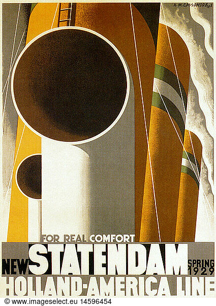 advertising  transport / transportation  navigation  poster for the New Statendam Holland America Line  1929