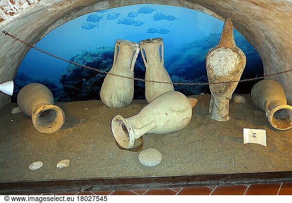 Aechaeological Museum  Portoferraio  ancient amphorae  Chiessi wreck  Portoferraio  Tuscany  Elba  Italy  Europe