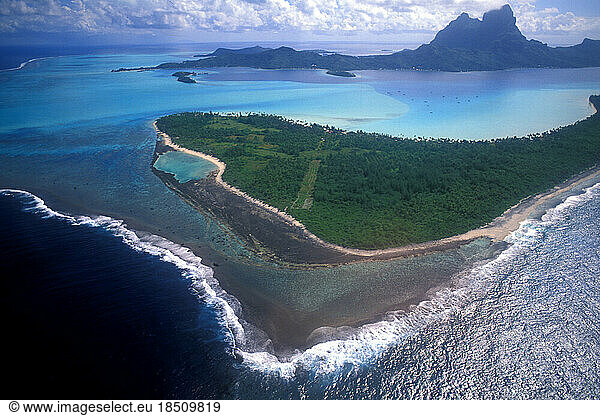 Aerial of Beautiful Islands French Polynesia Bora Bora Tahiti