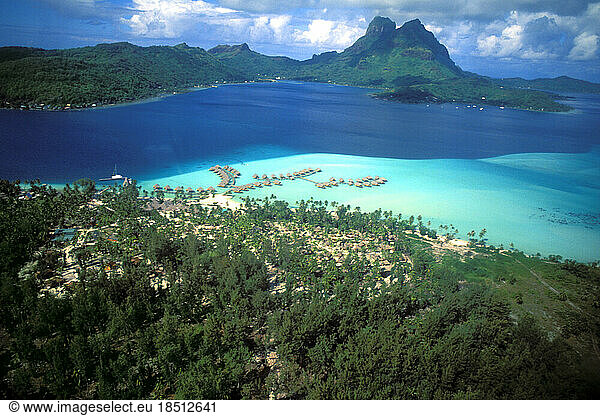Aerial of Beautiful Islands French Polynesia Bora Bora Tahiti