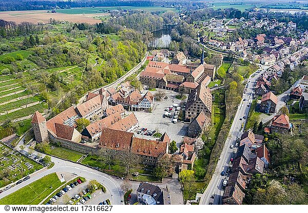Aerial of the Unesco world heritage site Maulbronn Monastery  Baden Wuerttemberg  Germany  Europe