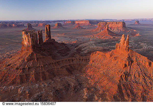Aerial Panoramas of Desert Landscape of Iconic Monument Valley i