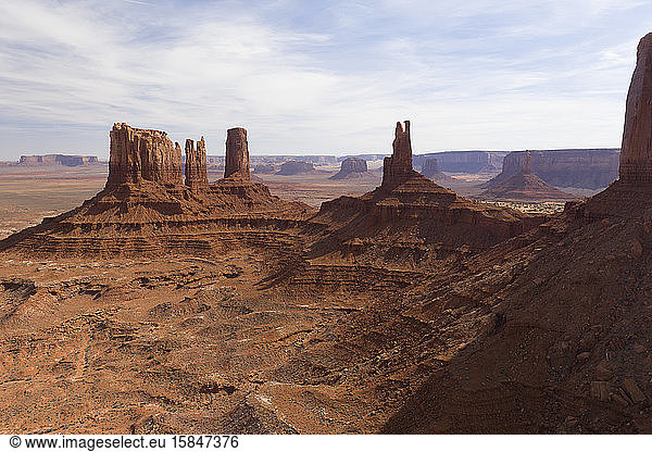 Aerial Panoramas of Desert Landscape of Iconic Monument Valley i
